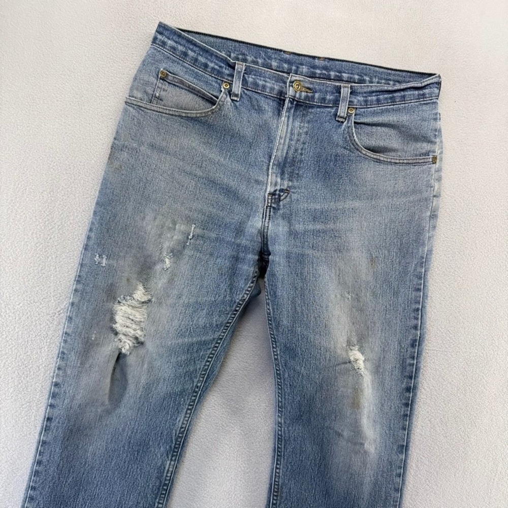 Dickies Jeans men's 34x34 Blue Faded Thrashed Distressed Vintage Y2k Whisker